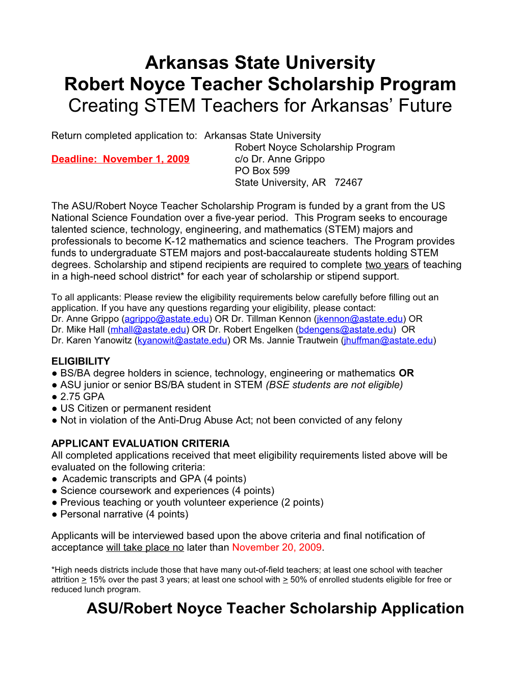 Noyce Application Revised 2/12/09