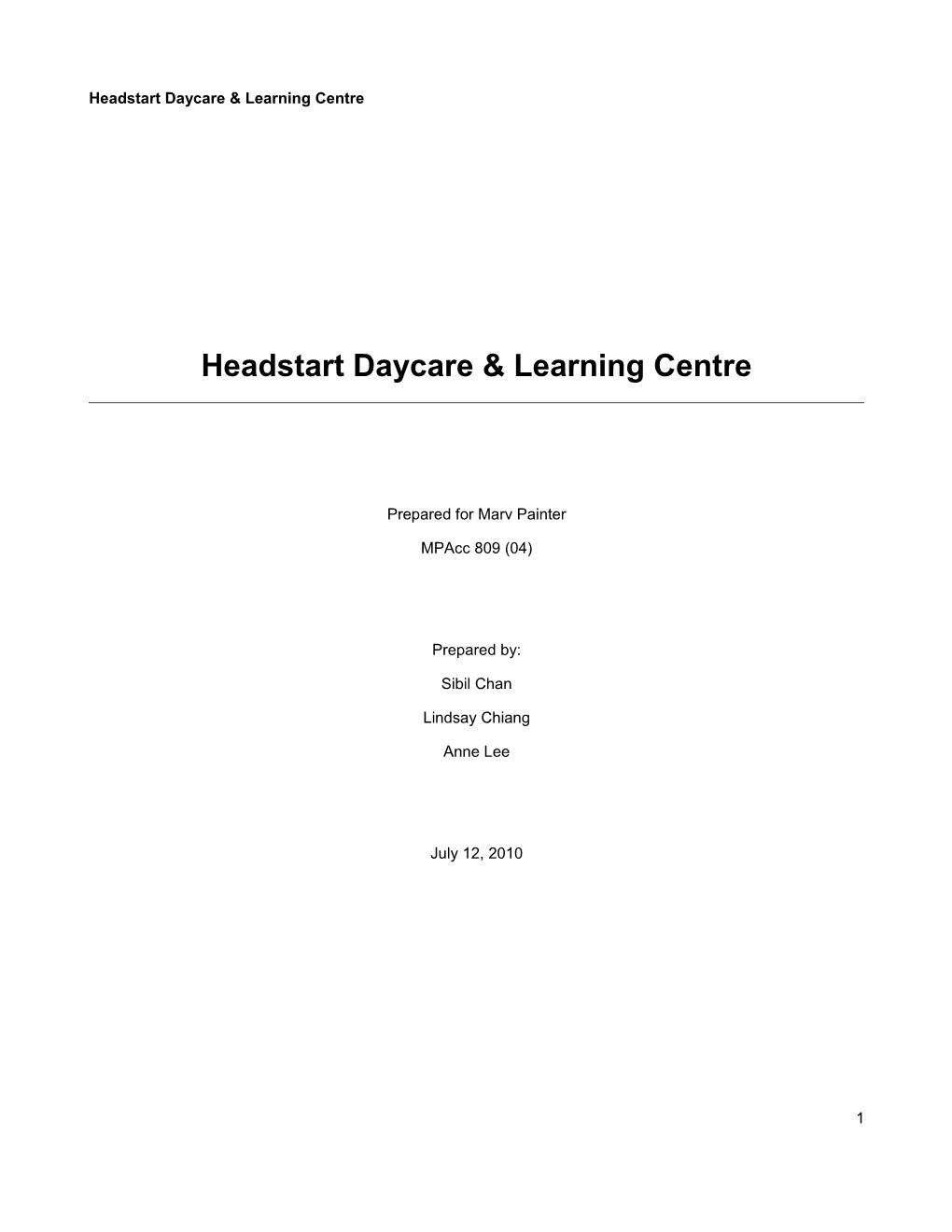 Headstart Daycare & Learning Centre