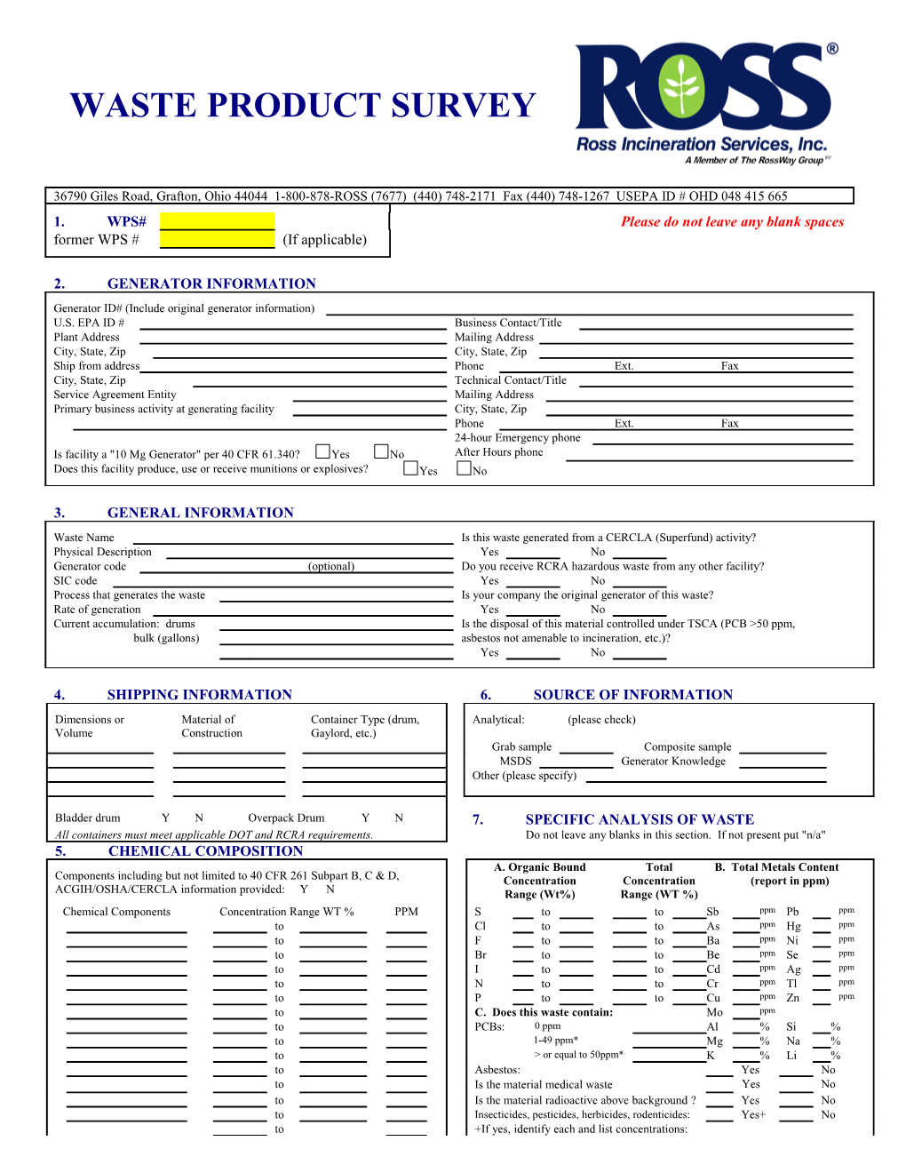 Waste Product Survey