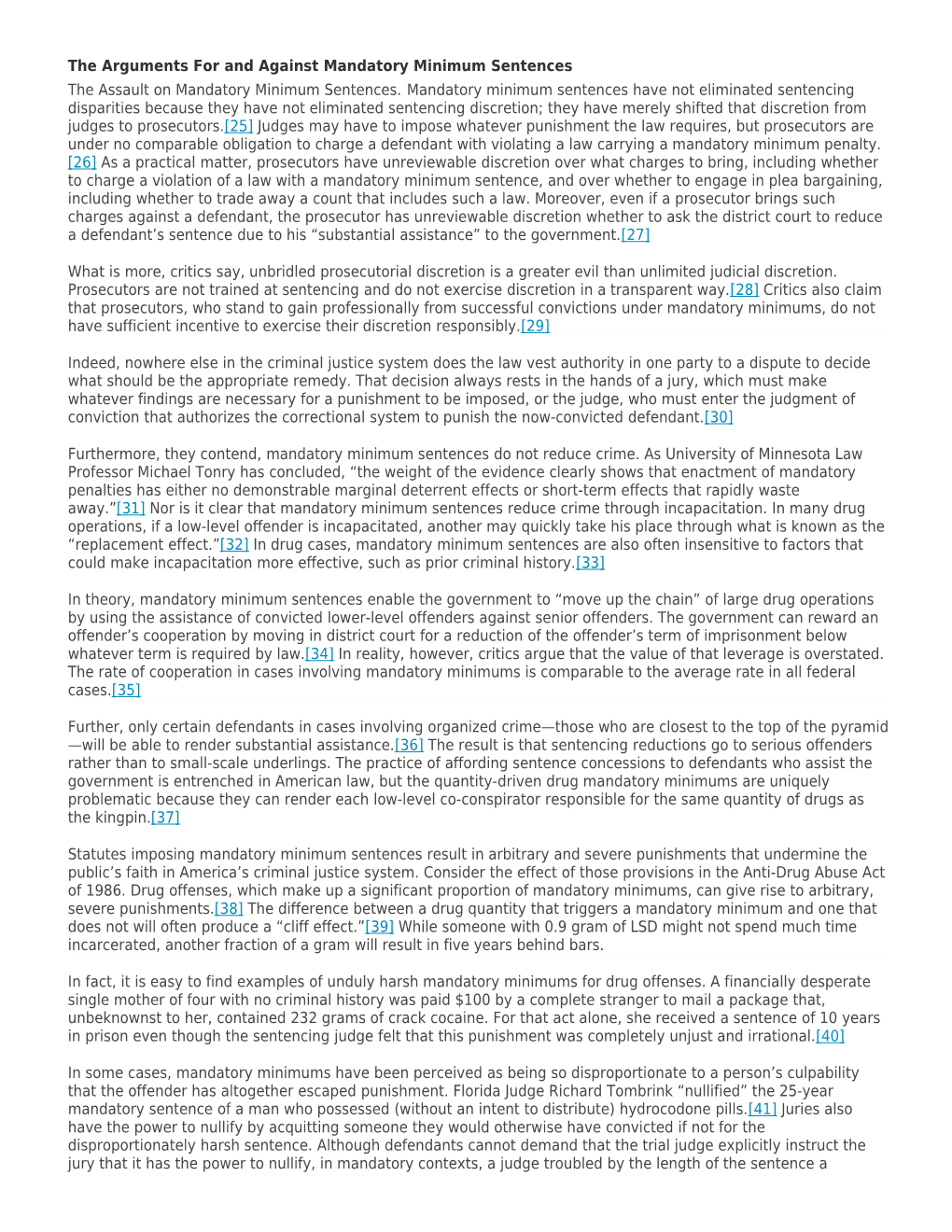 The Arguments for and Against Mandatory Minimum Sentences