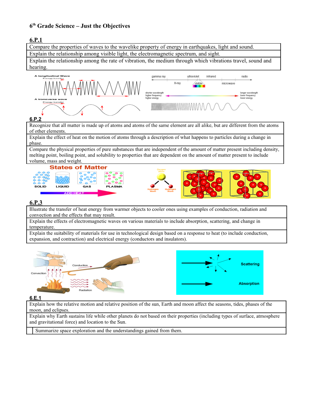 6Th Grade Science Just the Objectives