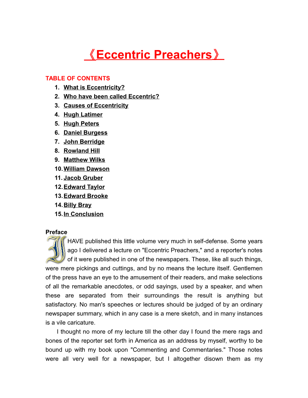 Eccentric Preachers