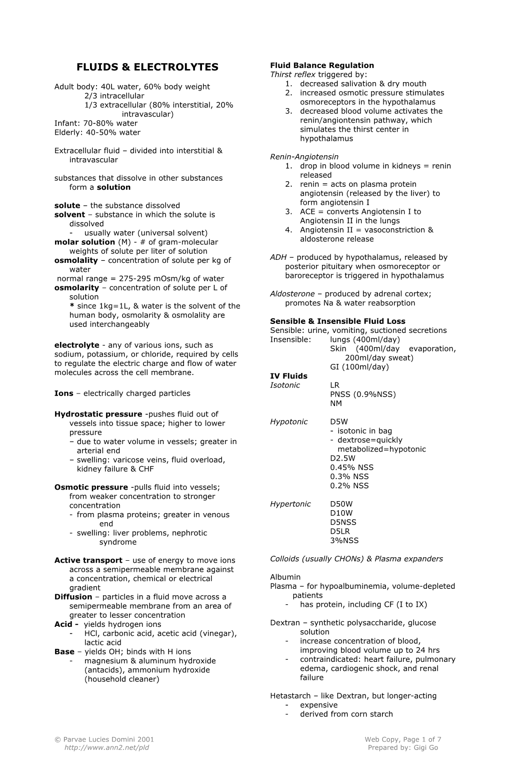 Fluids & Electrolytes