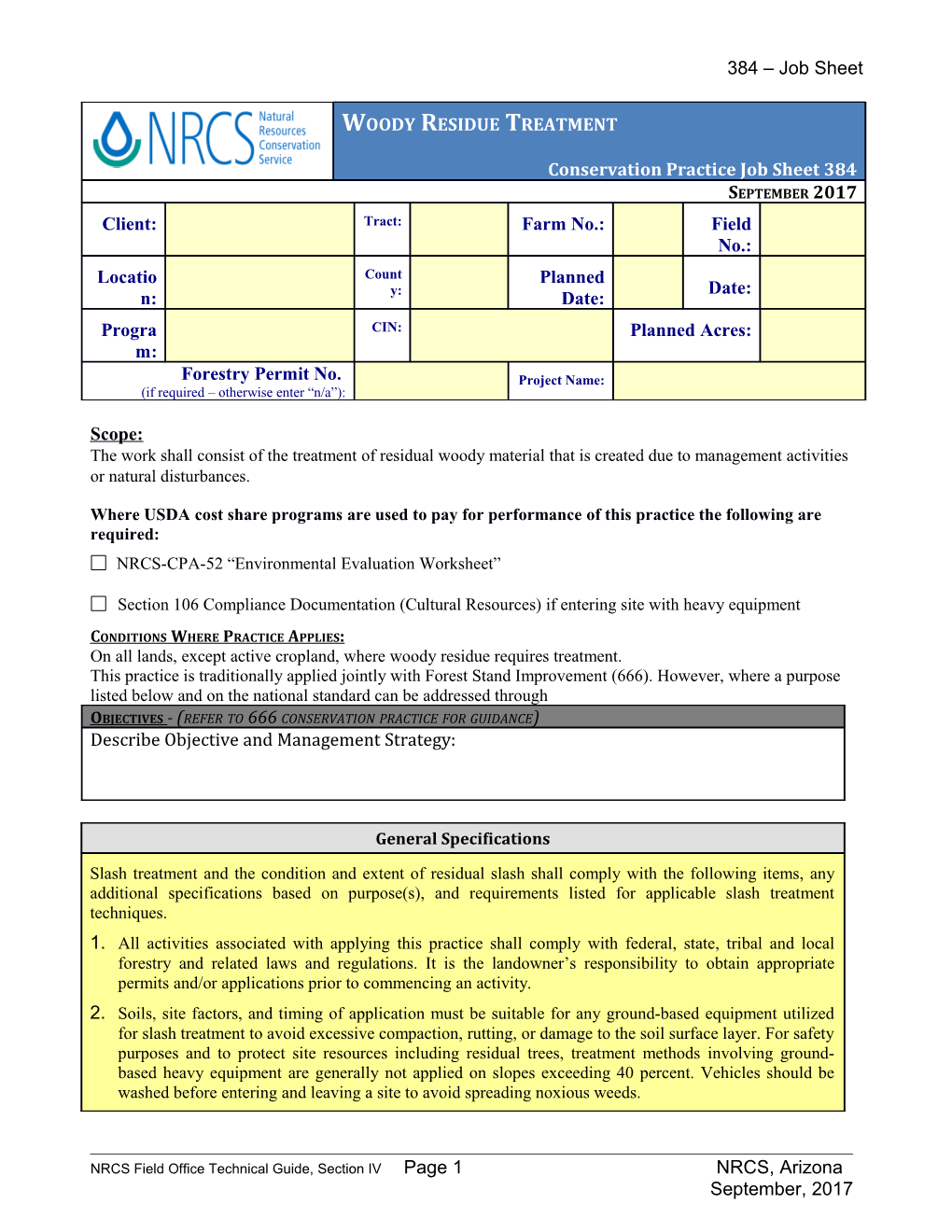 Conservation Practice Job Sheet 384