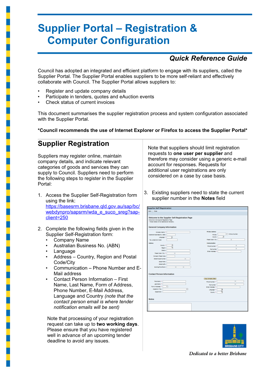 Supplier Portal Registration & Computer Configuration