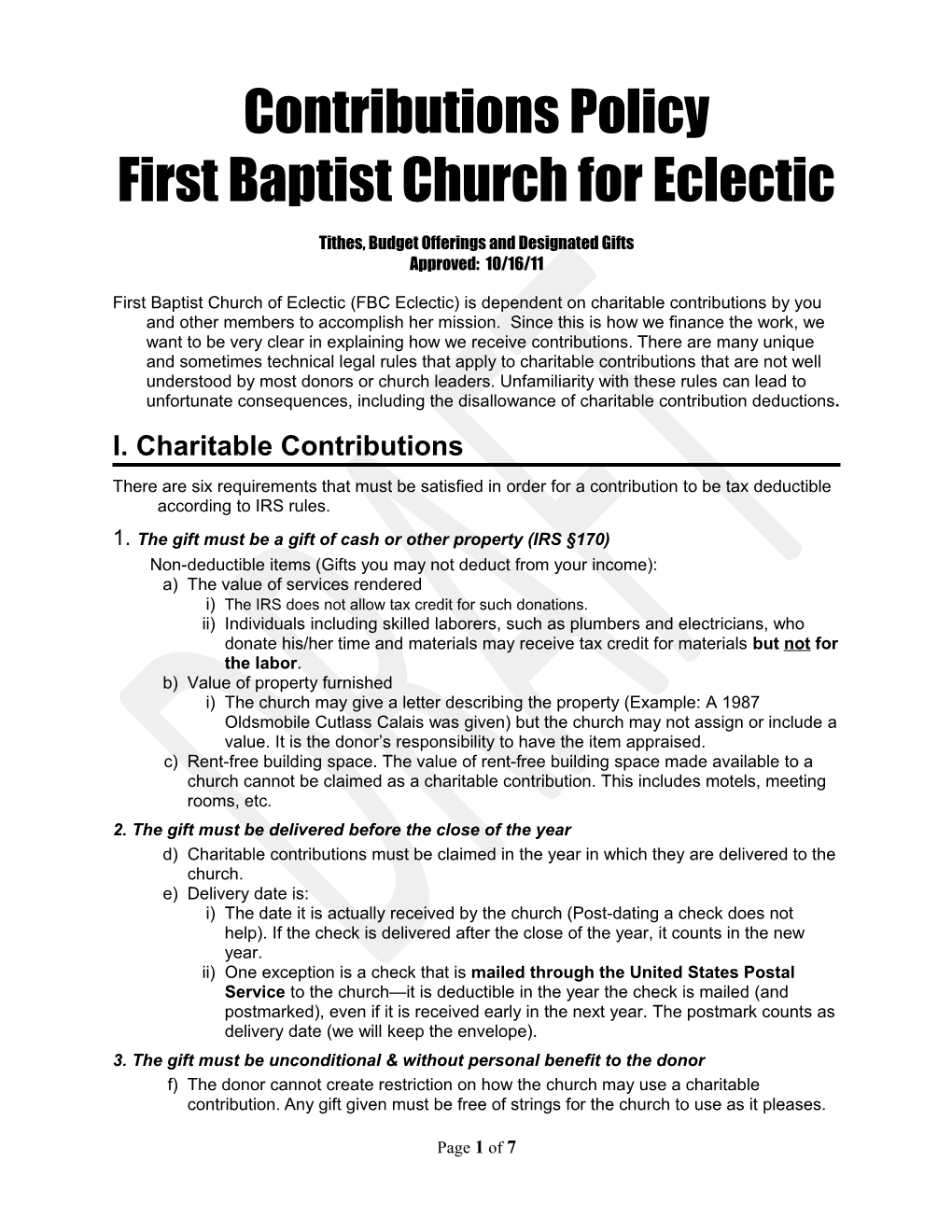 First Baptist Church for Eclectic