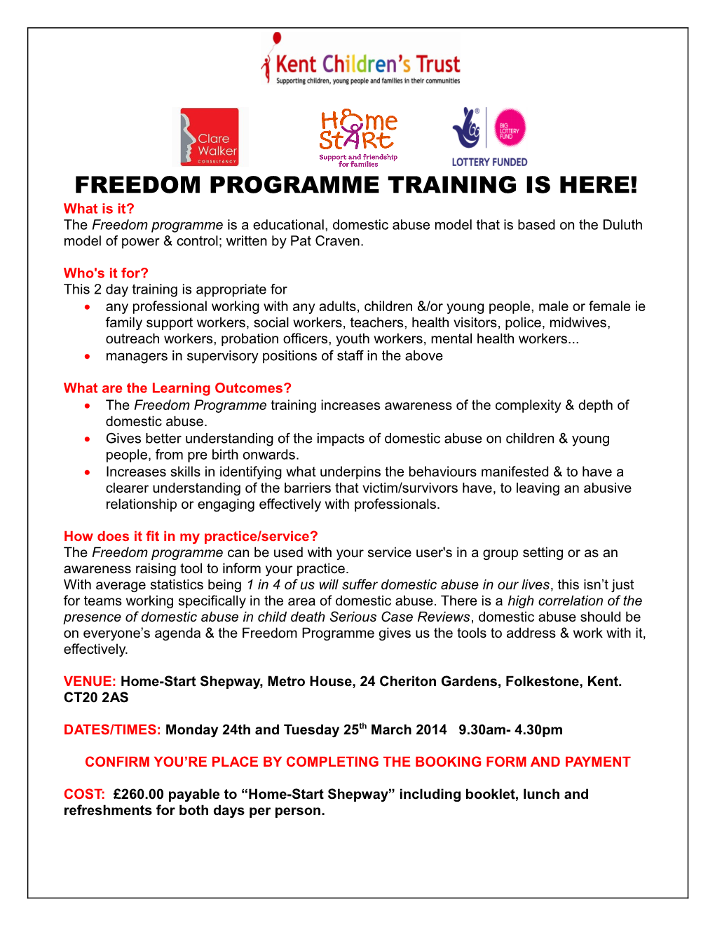 Freedom Programme Training Is Here!