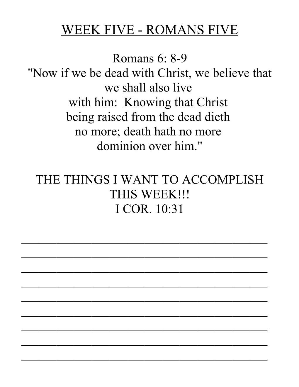 Week Five - Romans Five