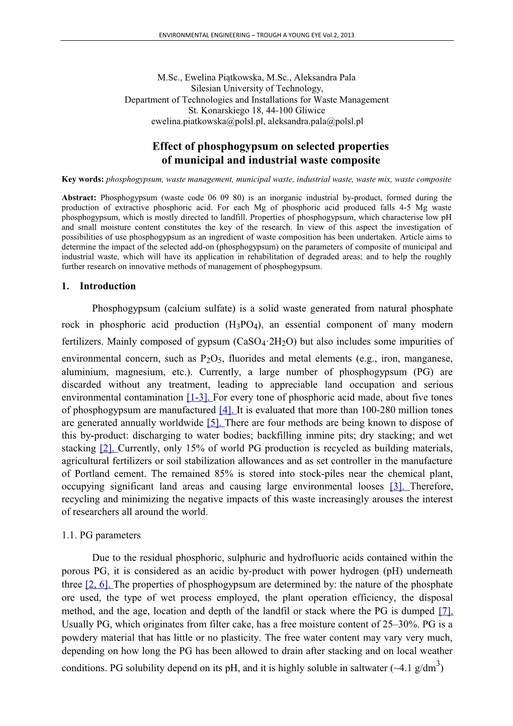 ENVIRONMENTAL ENGINEERING TROUGH a YOUNG EYE Vol.2, 2013