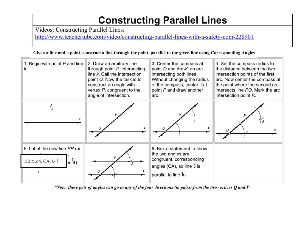 *Note: These Pair of Angles Can Go in Any of the Four Directions (In Pairs) from the Two