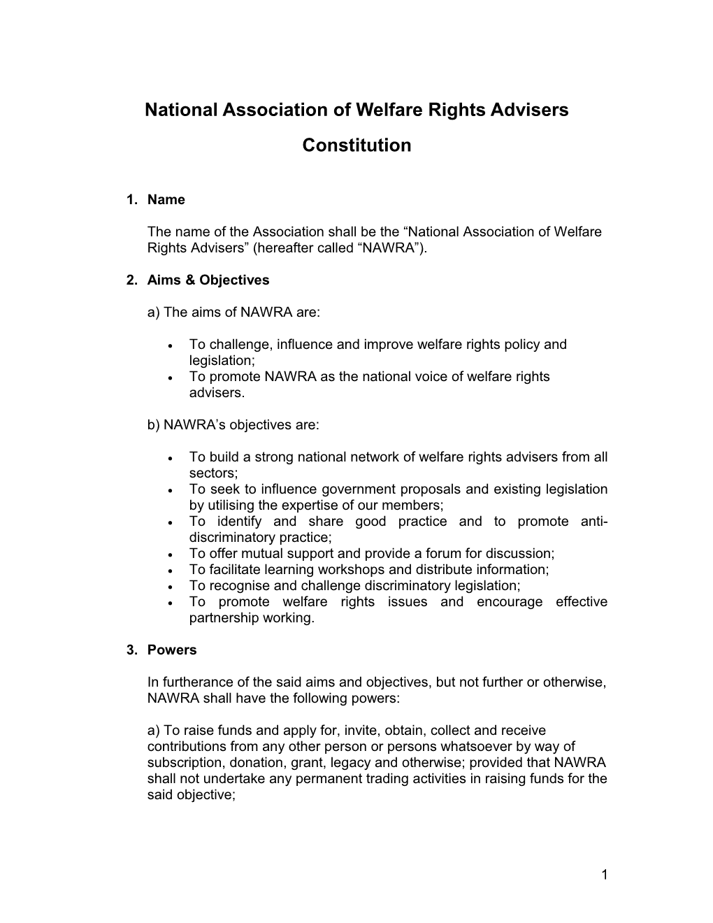 National Association of Welfare Rights Advisers