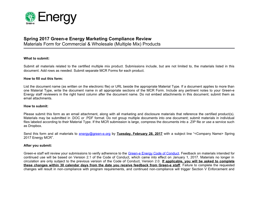 Green-E Marketing Compliance Review