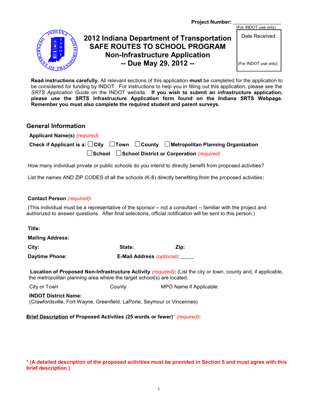 Repeat Section 2 for Each School Participating in the Proposed Safe Routes Activities