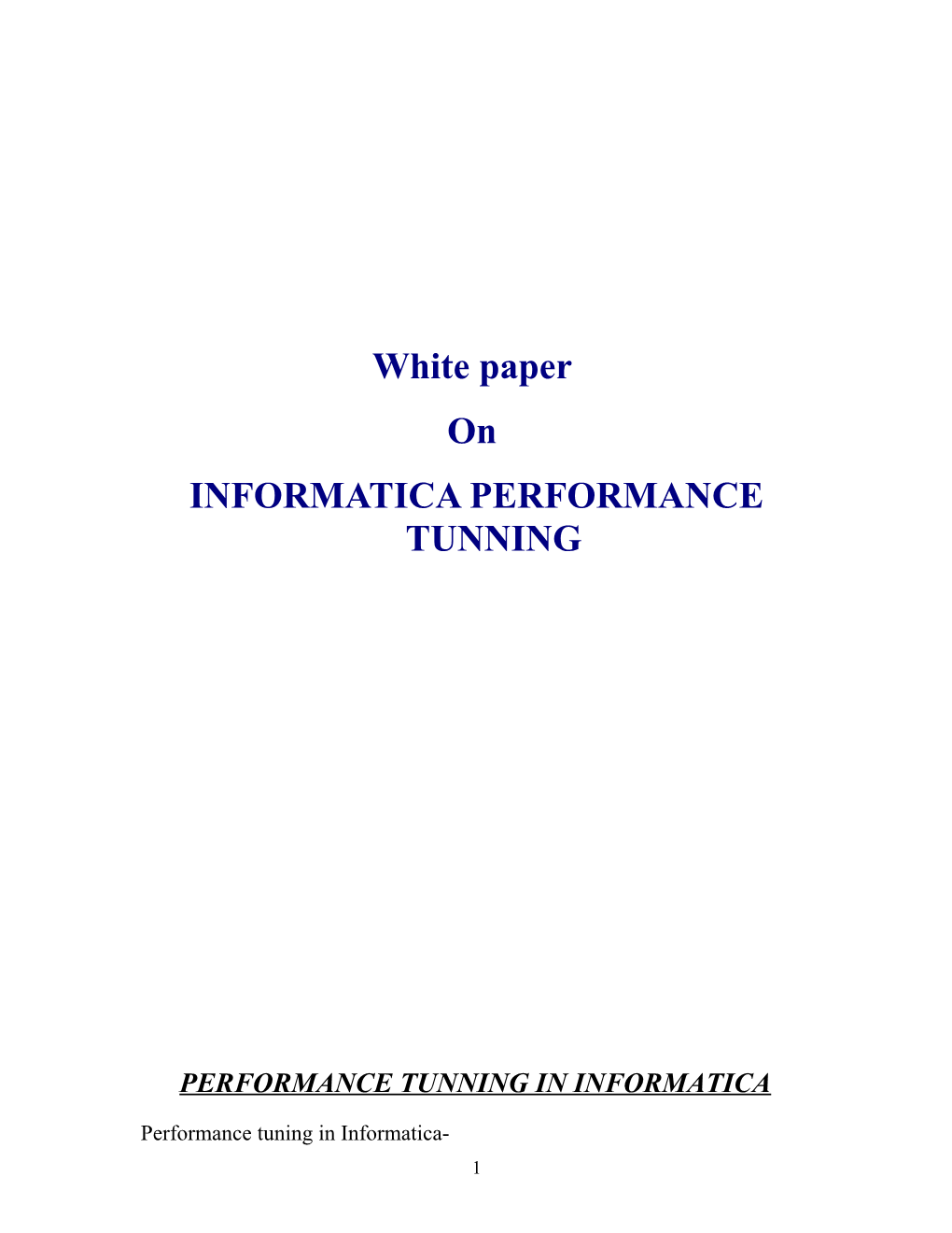 Informatica Performance Tunning