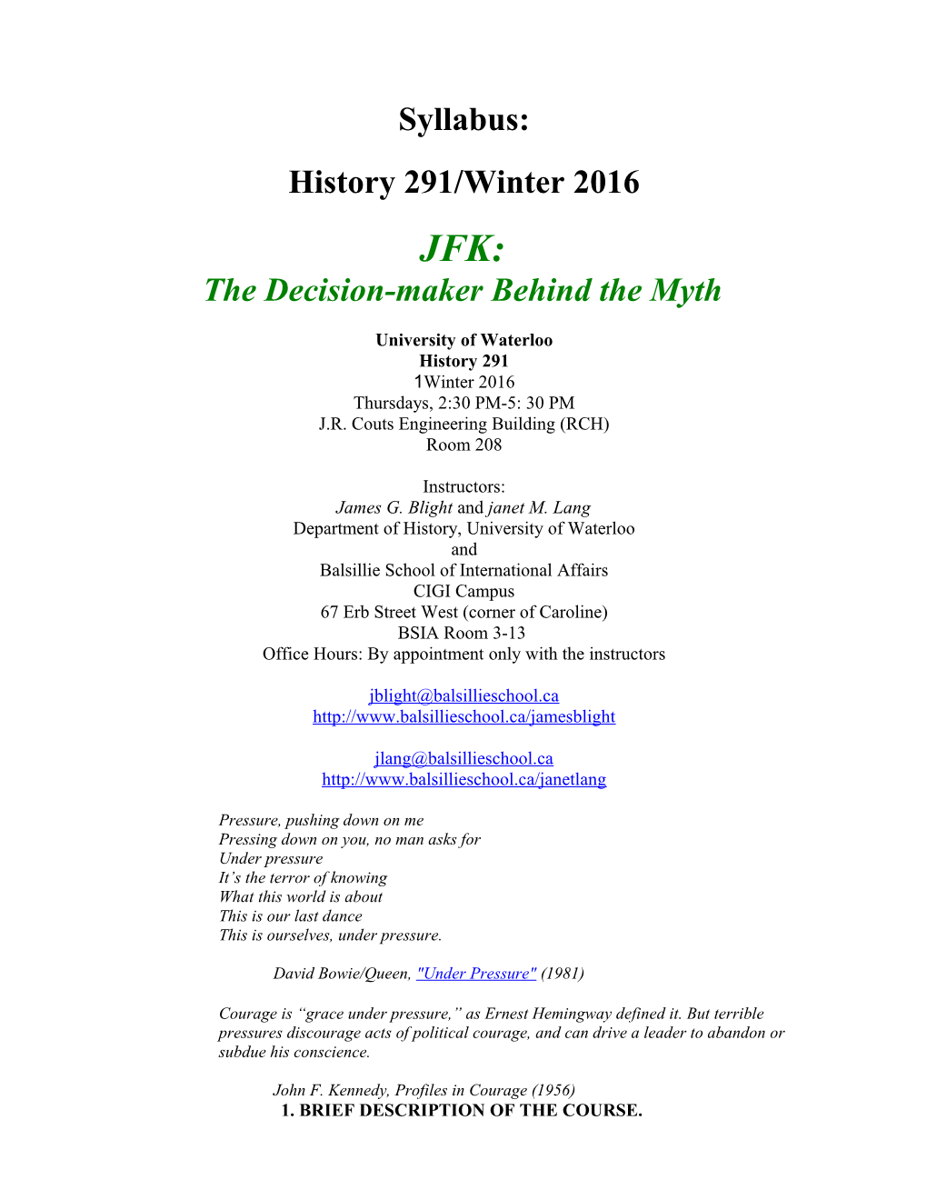 History 291/Winter 2016