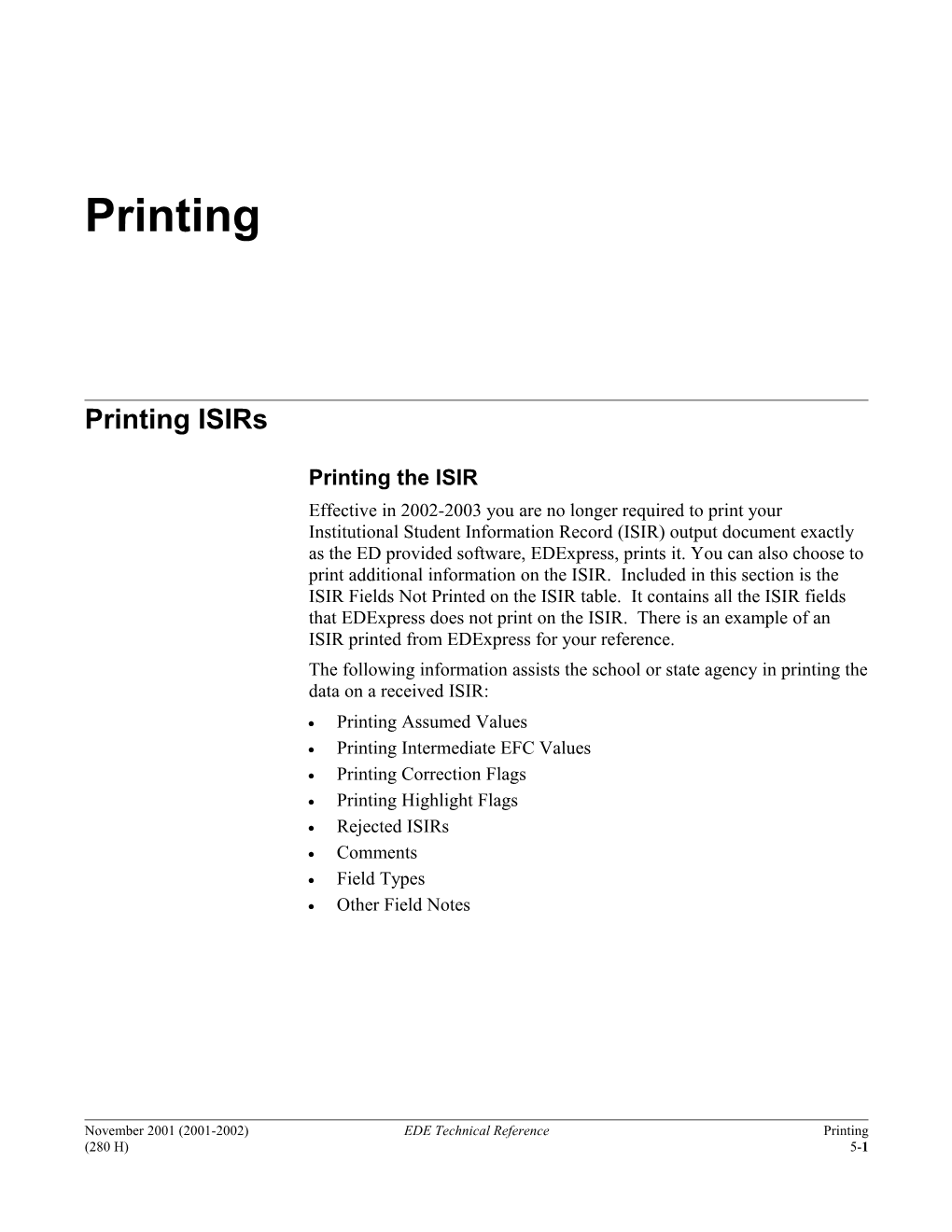 Printing Isirs