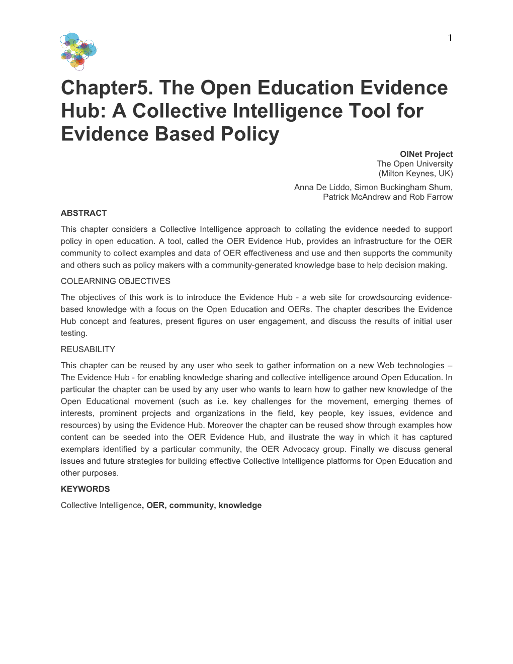 Chapter5. the Open Education Evidence Hub: a Collective Intelligence Tool for Evidence