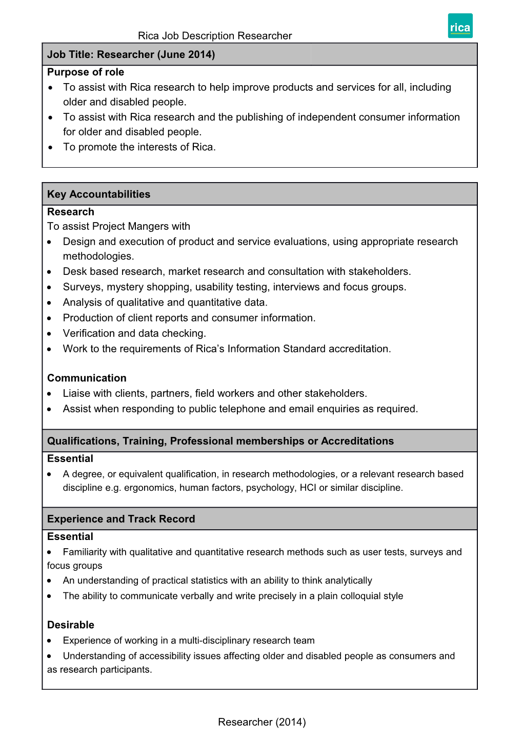 Job Title: Senior Researcher (Draft V1)