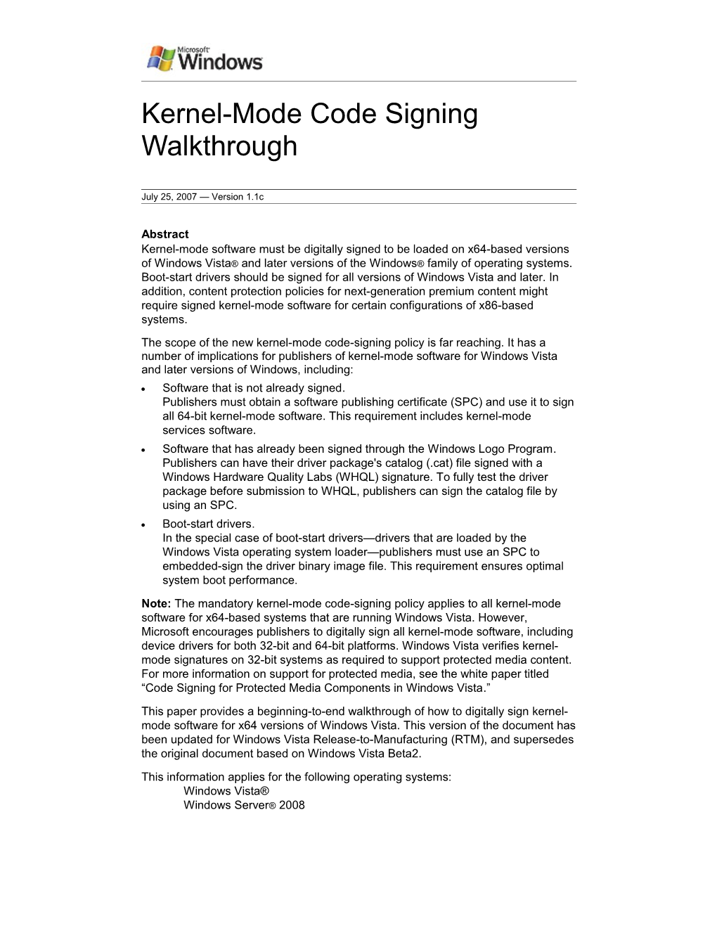 Kernel-Mode Code Signing Walkthrough