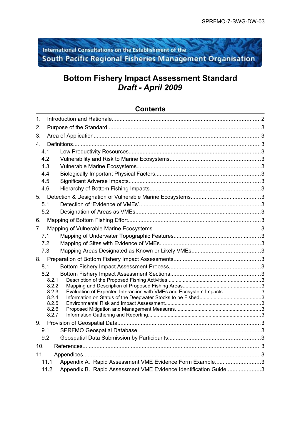 Draft SPRFMO Bottom Fishery Impact Assessment