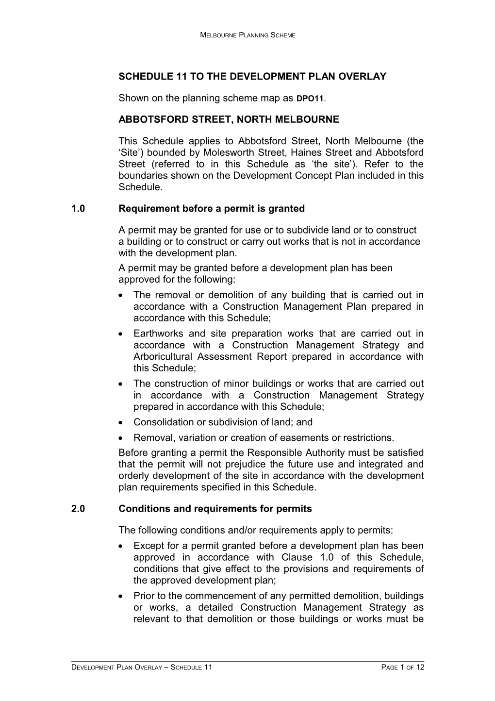 Shown on the Planning Scheme Map As DPO11