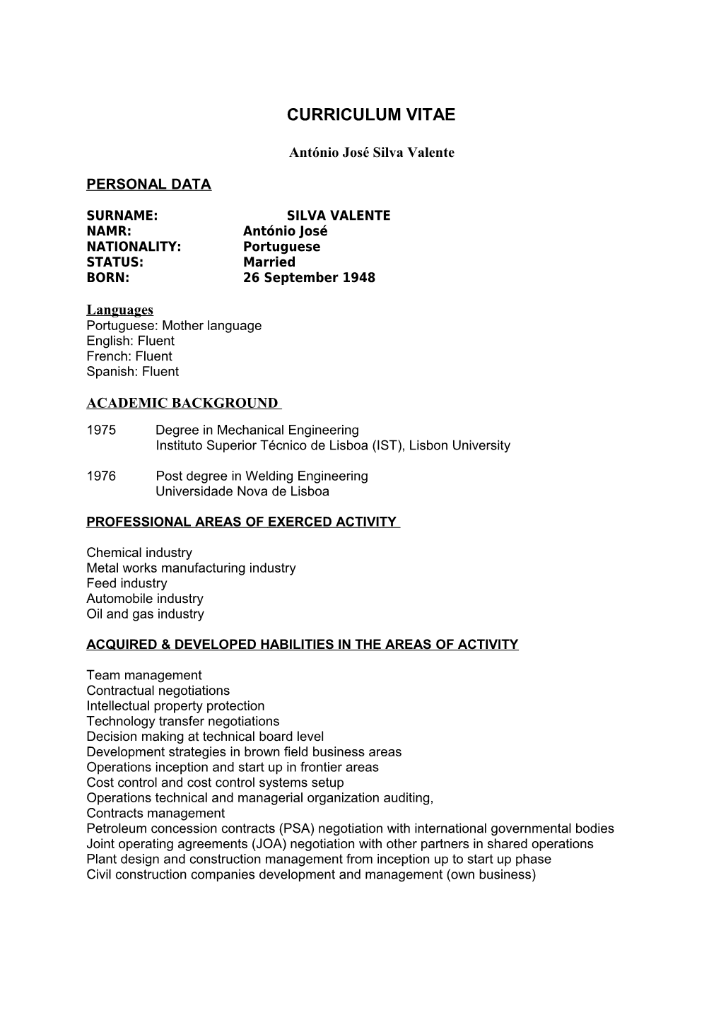 Curriculum Vitae Detalhado