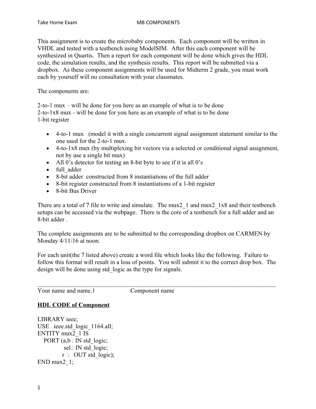 Take Home Exammb COMPONENTS