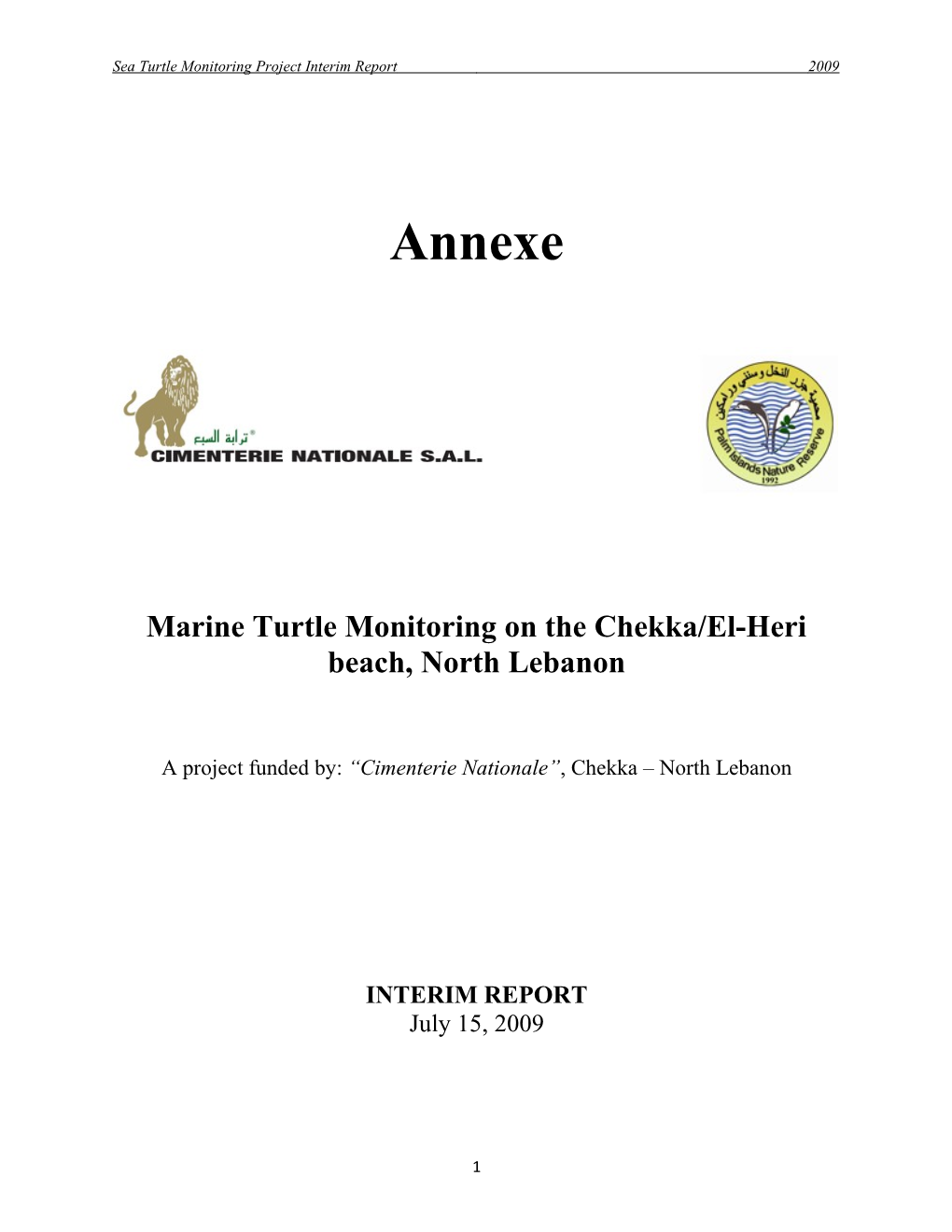 Marine Turtle Monitoring on the Chekka/El-Heri Beach and the Palm Island Nature Reserve