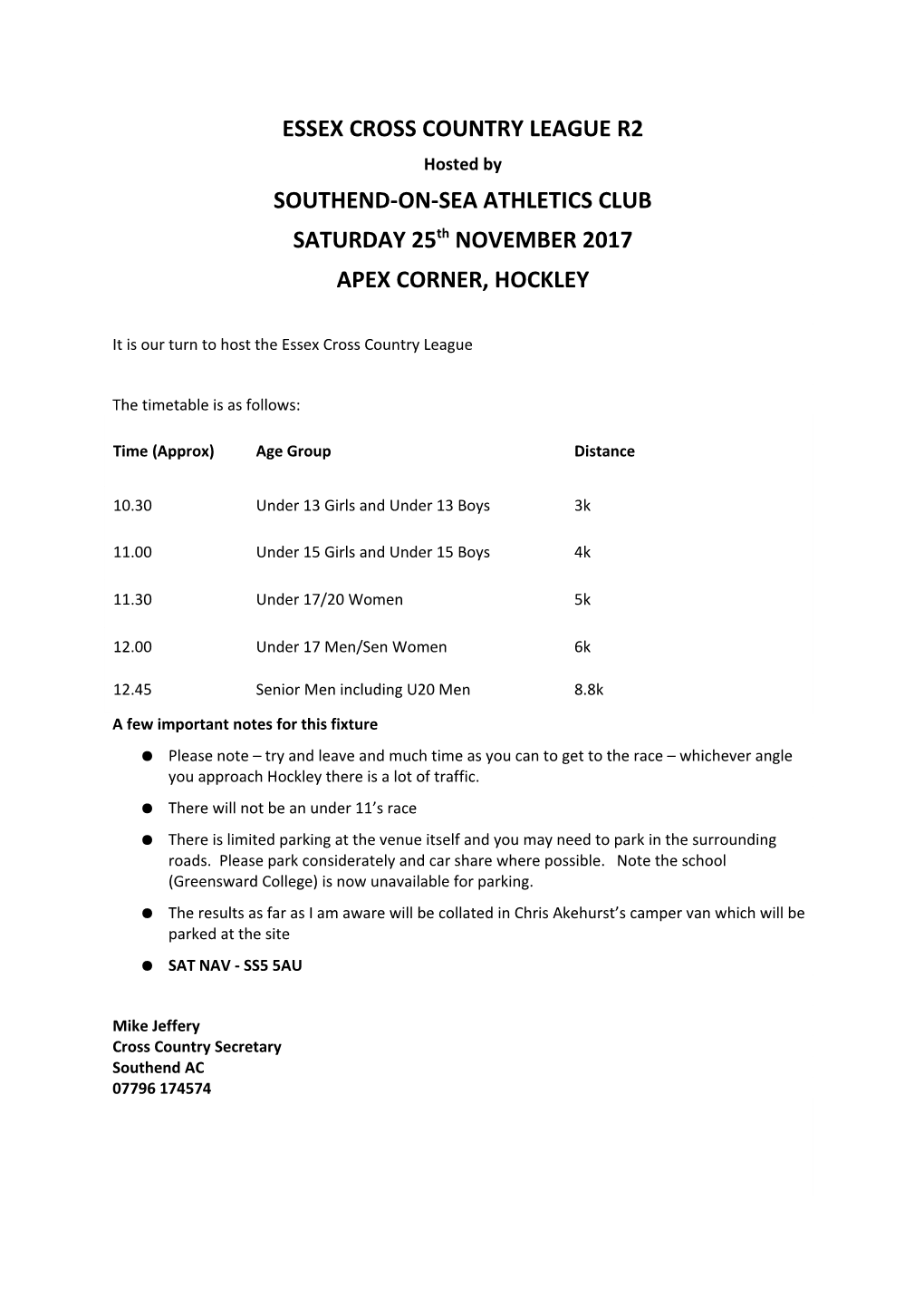 Essex Cross Country League R2