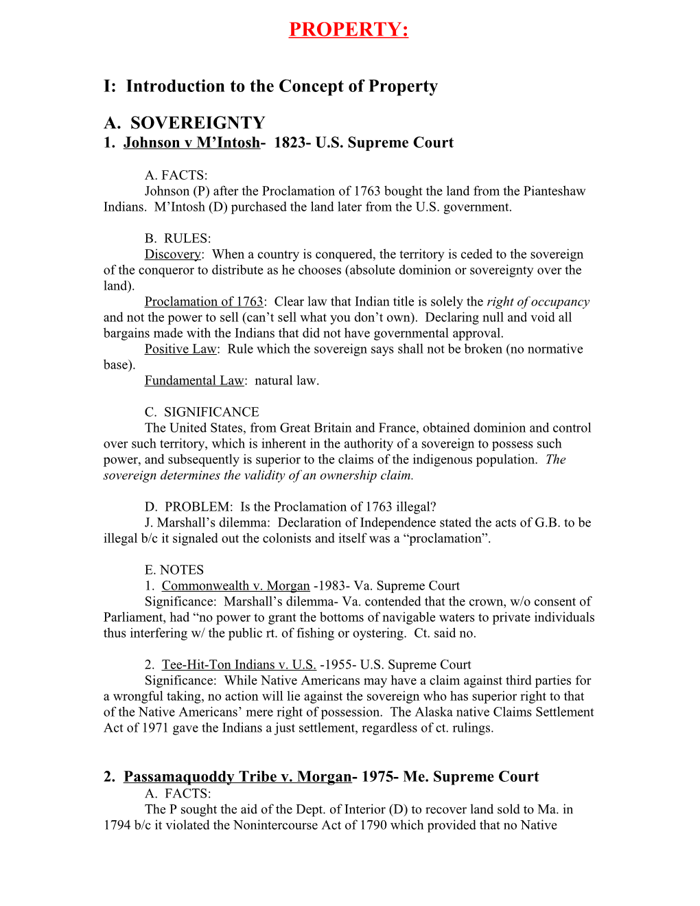 I: Introduction to the Concept of Property