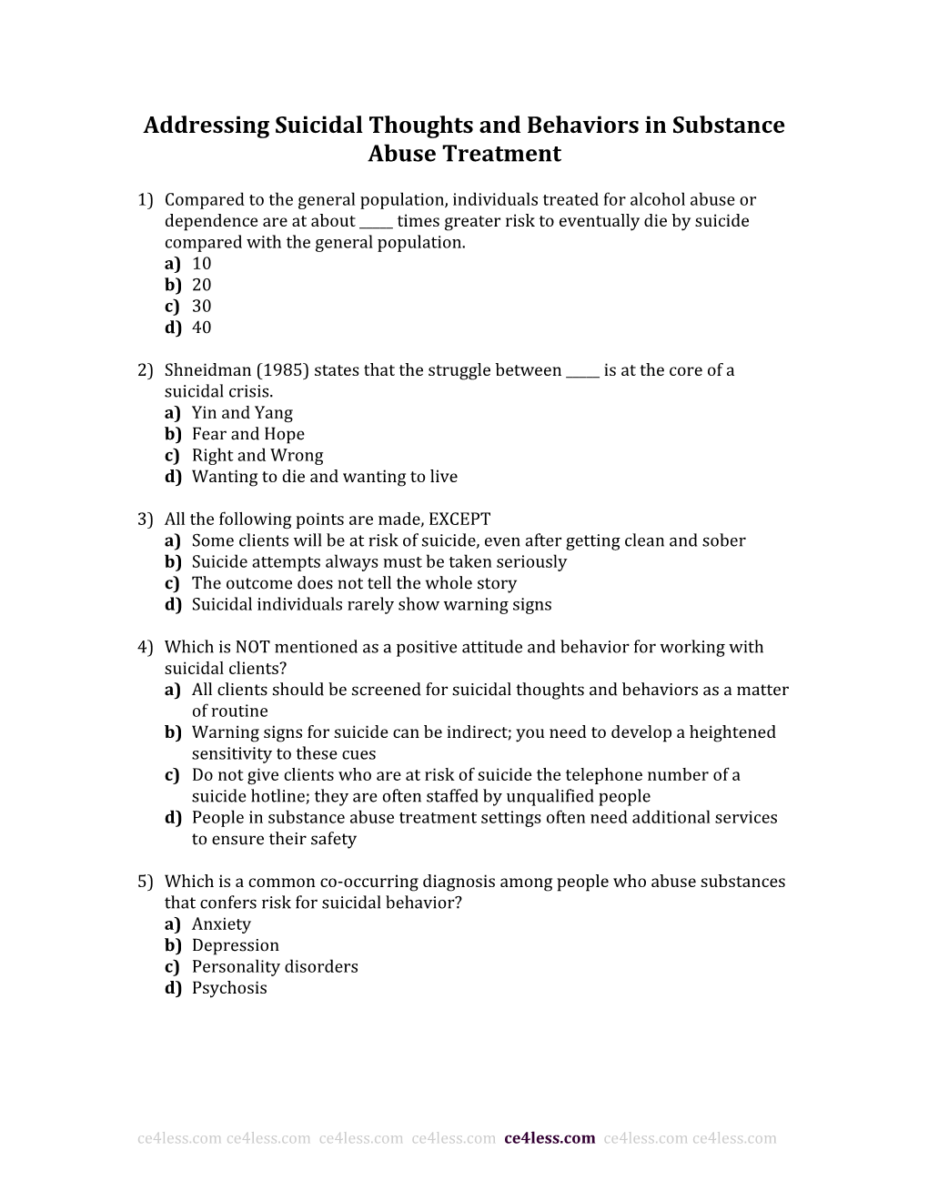 Addressing Suicidal Thoughts and Behaviors in Substance Abuse Treatment