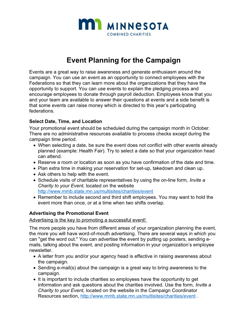 Event Planning for the Campaign