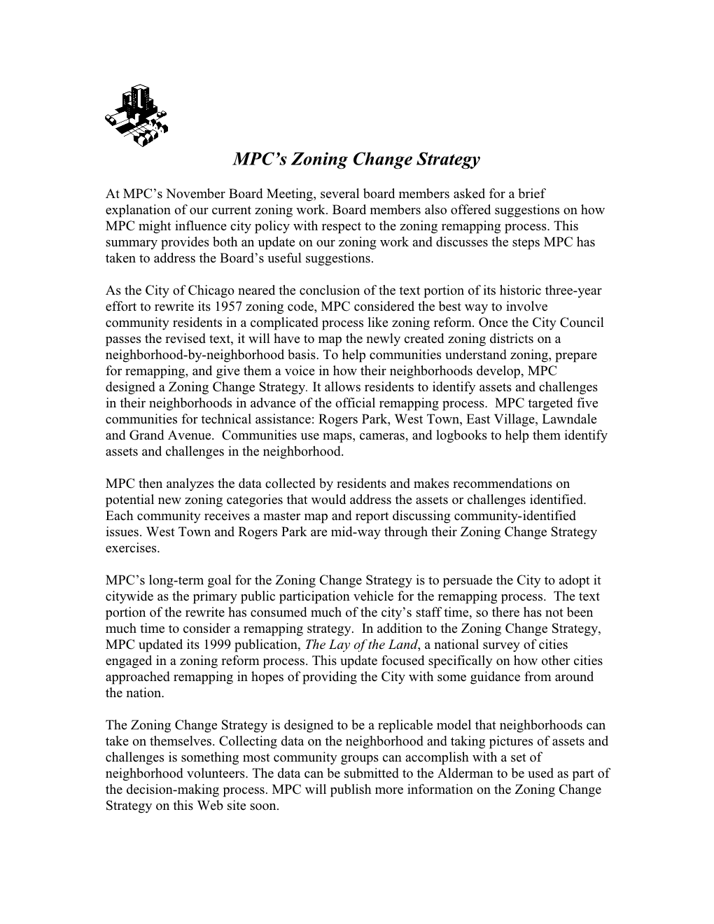 MPC S Zoning Change Strategy