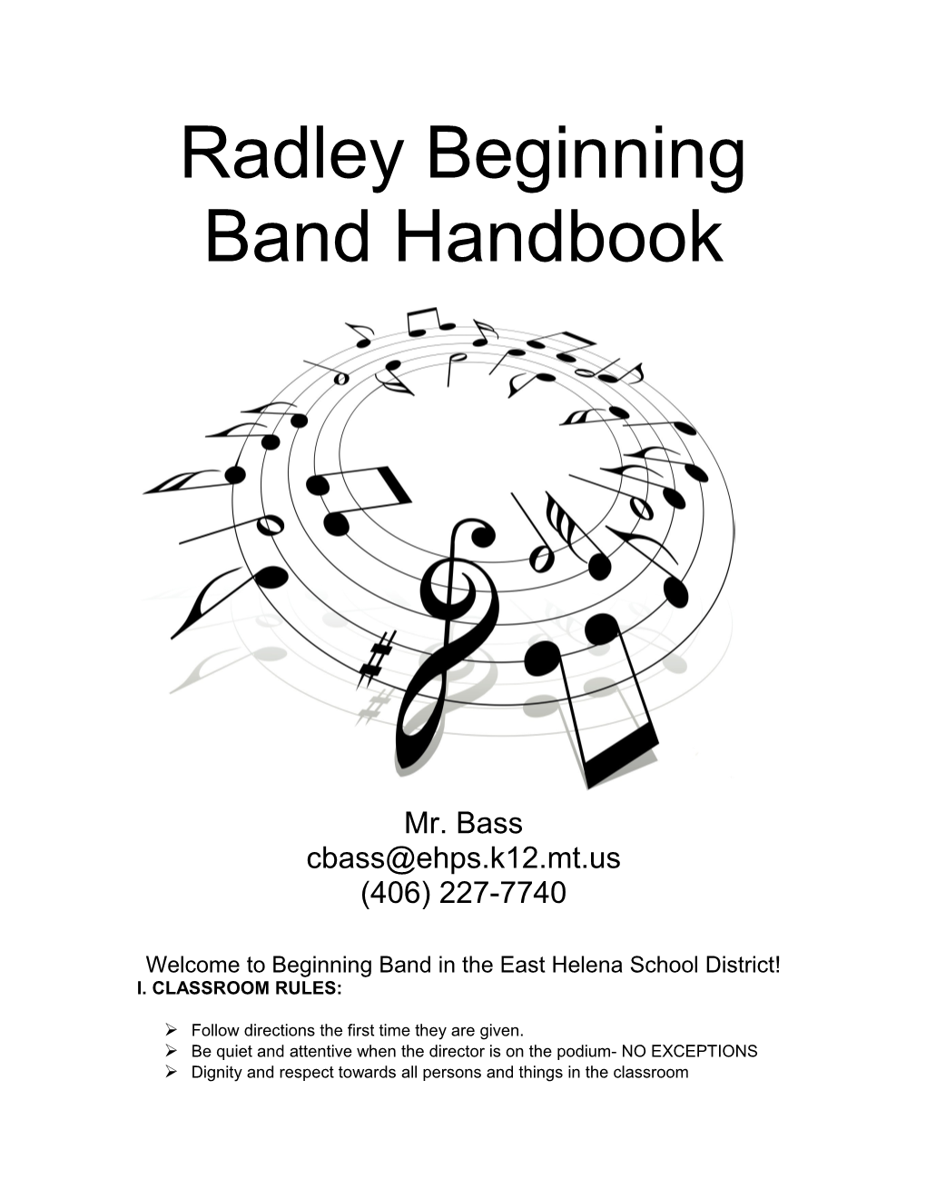 Radley Beginning Band Handbook