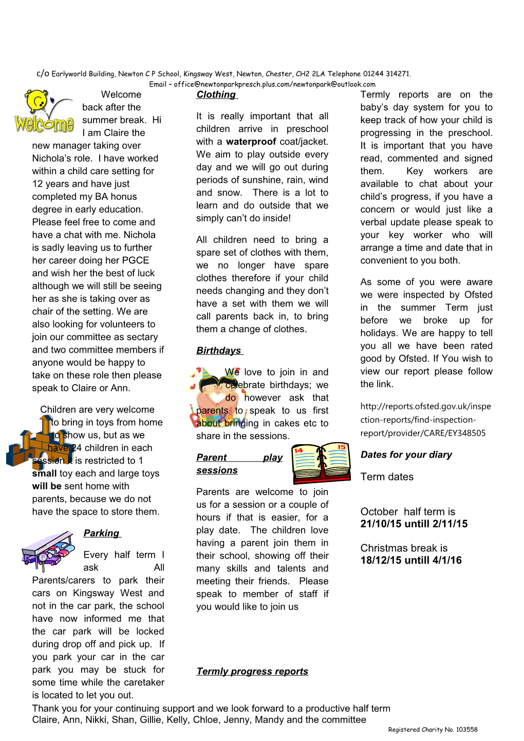 Newton Park Pre-School Newsletter