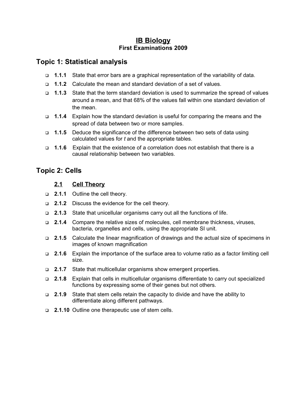 First Examinations 2009