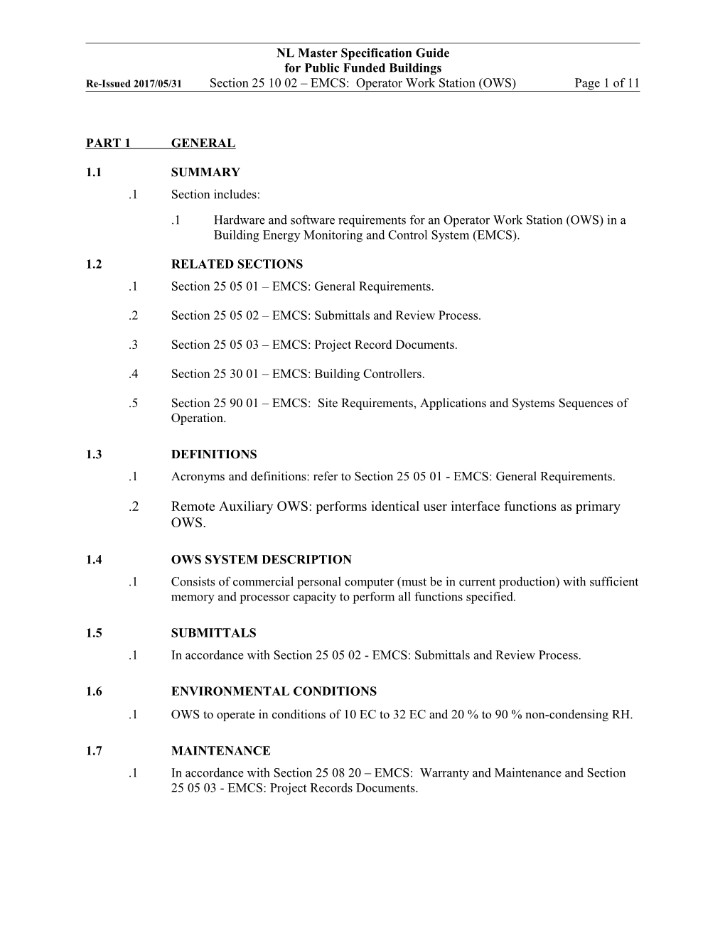 EMCS: Operator Work Station (OWS)