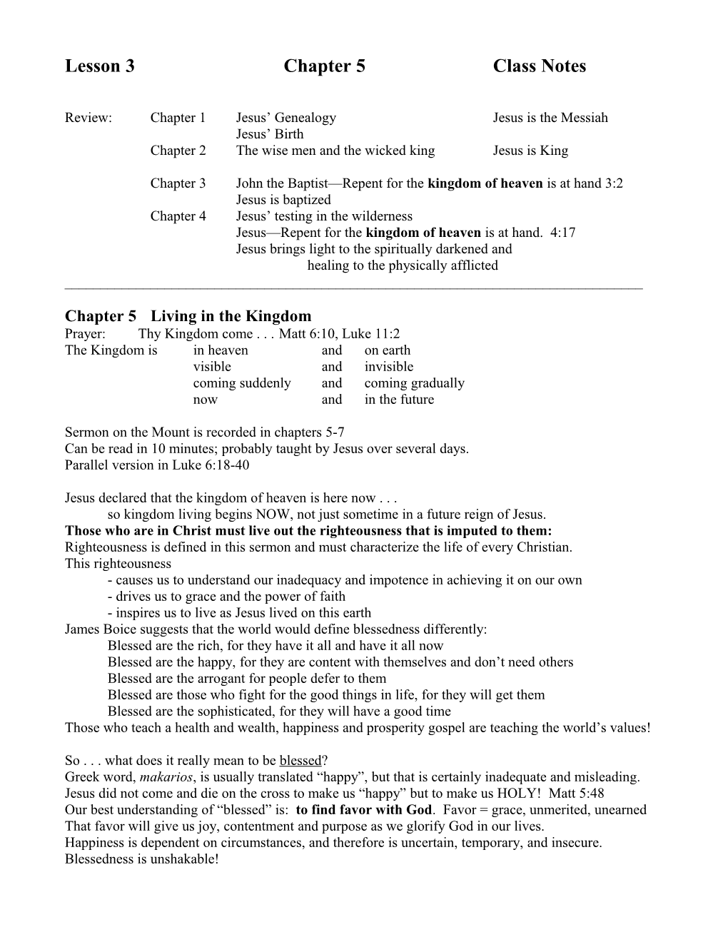 Lesson 3 Chapter 5Class Notes