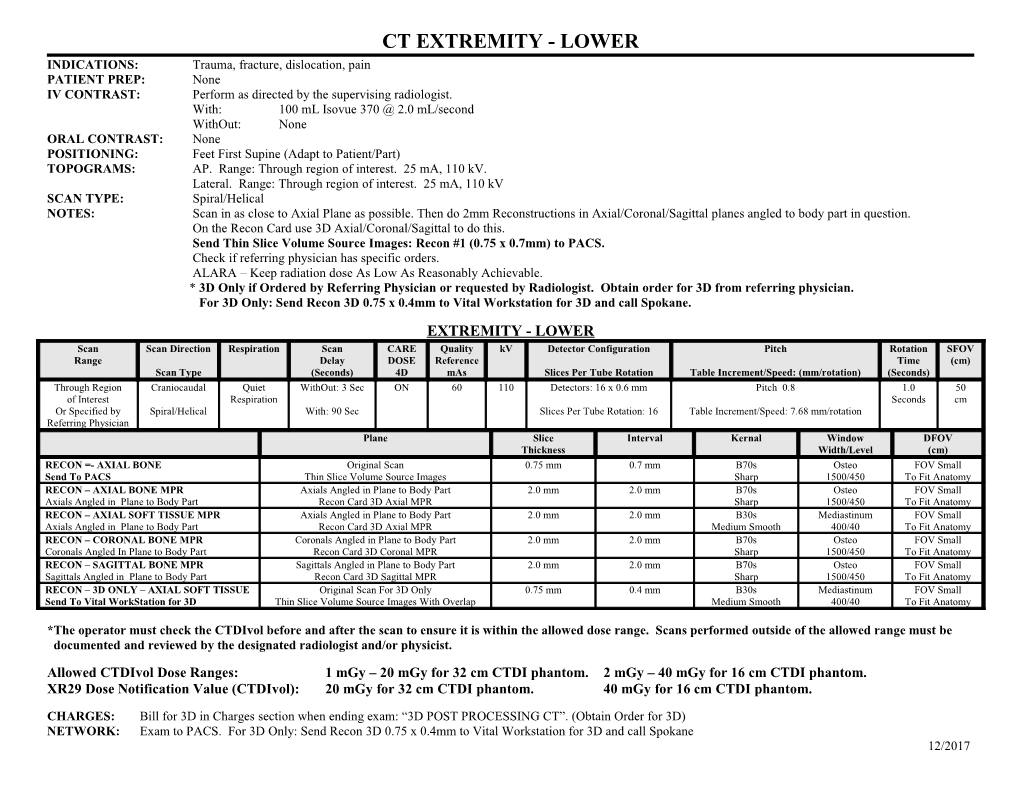 Ct Extremity - Lower