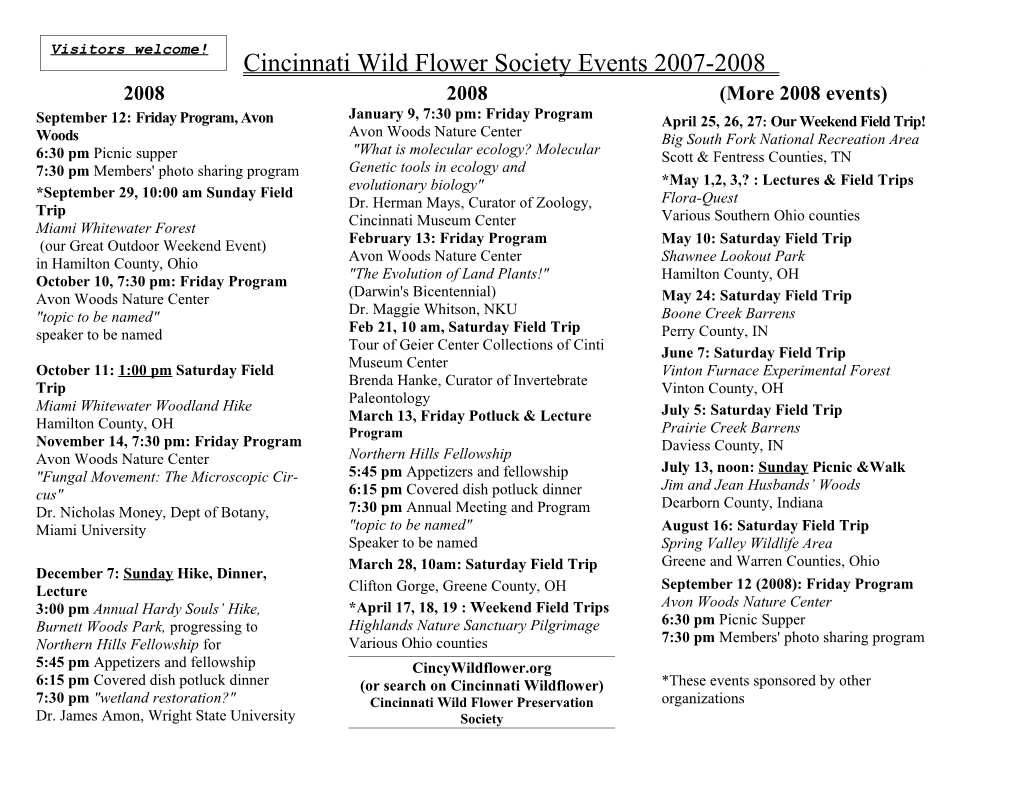 Schedule of Activities