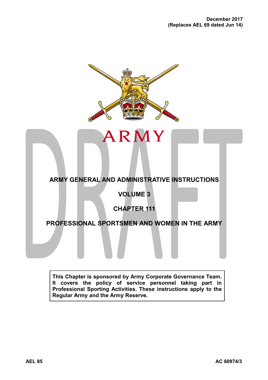 Army General and Administrative Instructions