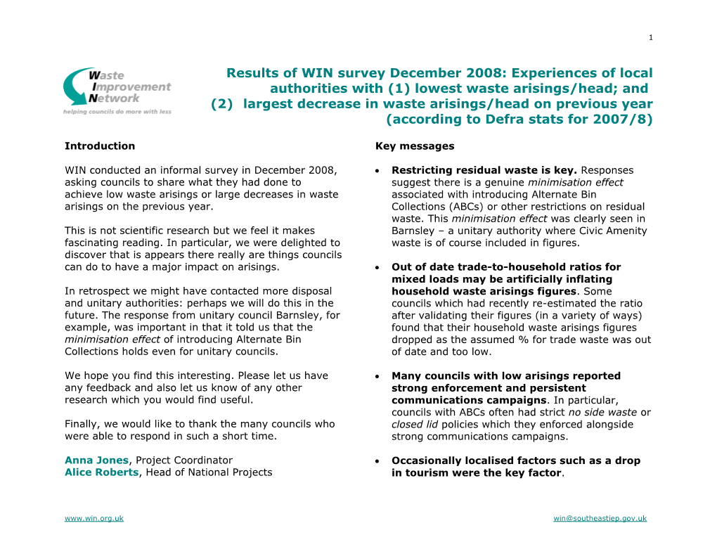 Protocol for Waste Improvement Network Documents