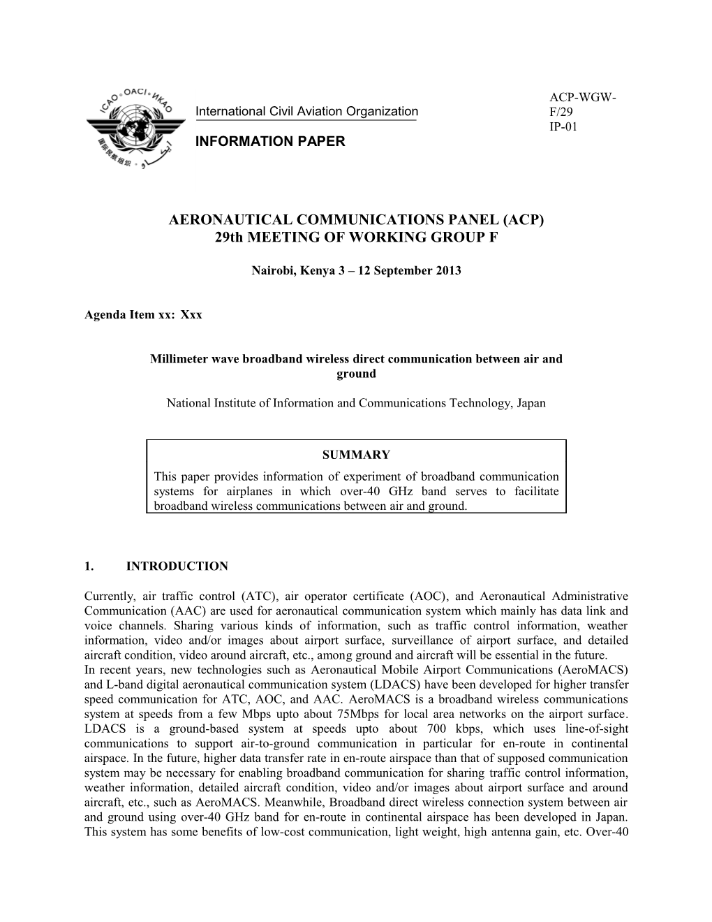 Millimeter Wave Broadband Wireless Direct Communication Between Air and Ground