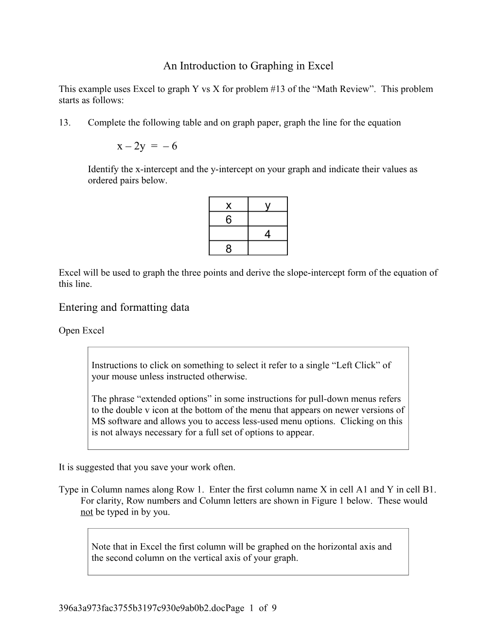 An Introduction to Graphing in Excel