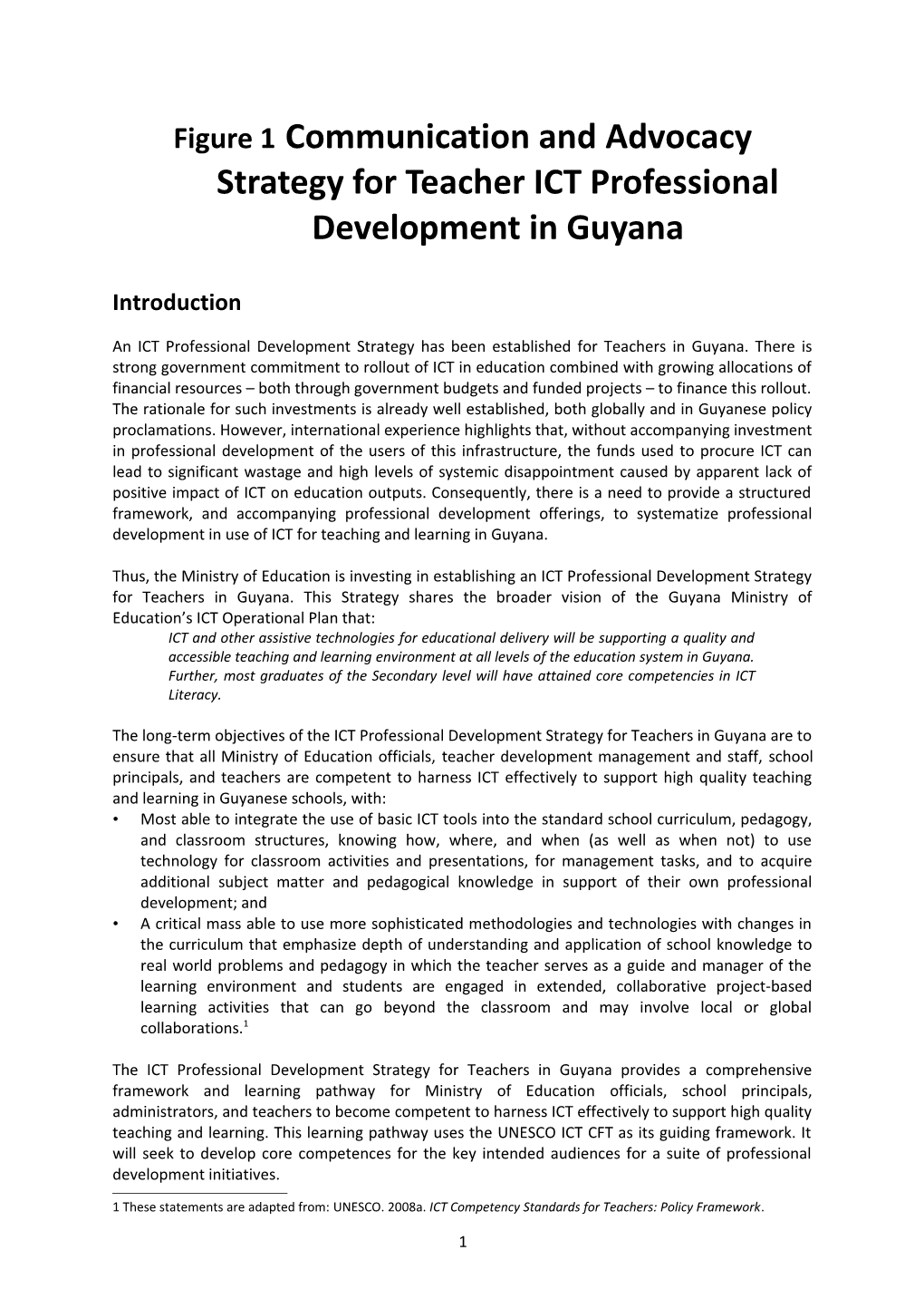 Communication and Advocacy Strategy for Teacher ICT Professional Development in Guyana