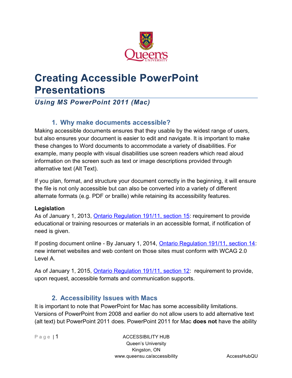 Creating Accessible Powerpoint Presentations Using MS Powerpoint 2011 (Mac)