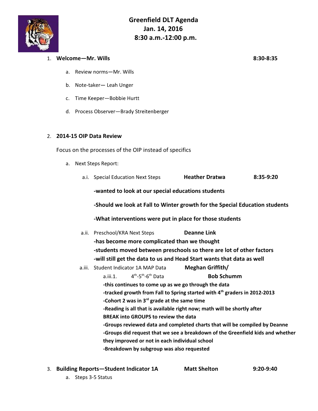 Greenfield DLT Agenda