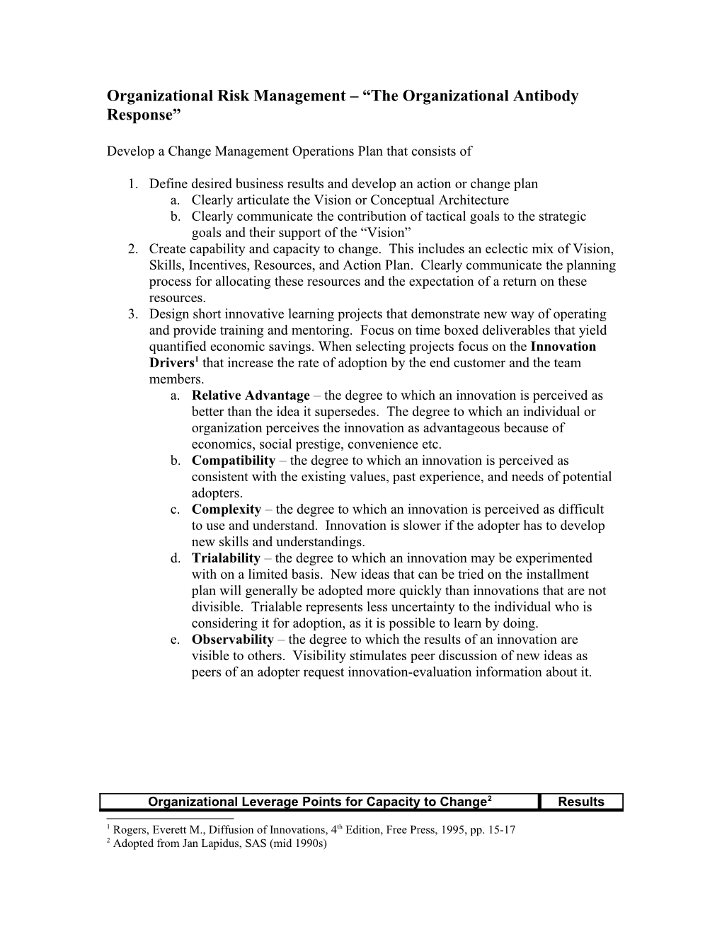 Organizational Risk Management the Organizational Antibody Response