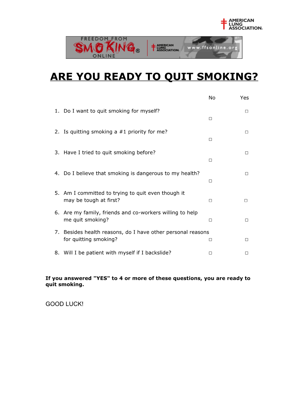 Are You Ready to Quit Smoking