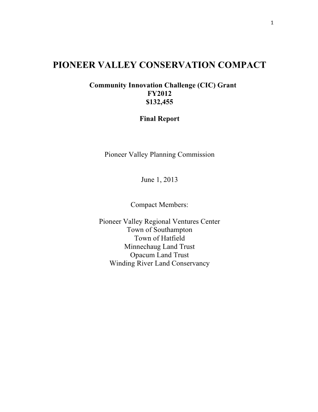 Pioneer Valley Conservation Compact
